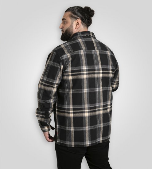 D555 Falkirk Long Sleeve Heavy Shacket Overshirt Black/Grey TALL SIZES - Πουκάμισα - Aνδρικά πουκαμισα μεγαλα μεγάλα μεγέθη