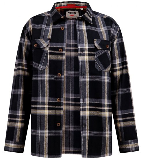 D555 Falkirk Long Sleeve Heavy Shacket Overshirt Black/Grey TALL SIZES - Πουκάμισα - Aνδρικά πουκαμισα μεγαλα μεγάλα μεγέθη