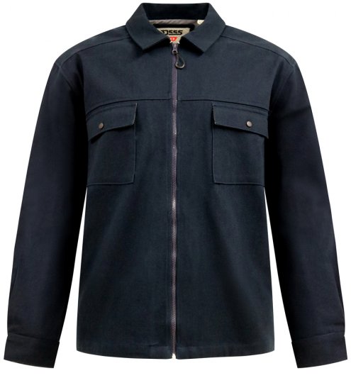 D555 Cleveley Long Sleeve Heavy Shacket Overshirt Navy - Πουκάμισα - Aνδρικά πουκαμισα μεγαλα μεγάλα μεγέθη