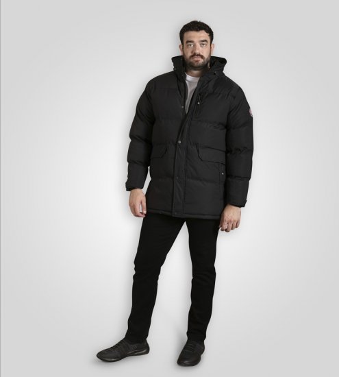 D555 Wolverhampton Quilted Padded Jacket with Hood Black - Μπουφάν - Aνδρικά μπουφαν μεγάλα μεγέθη