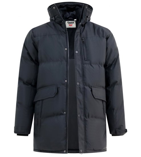 D555 Wolverhampton Quilted Padded Jacket with Hood Black - Μπουφάν - Aνδρικά μπουφαν μεγάλα μεγέθη