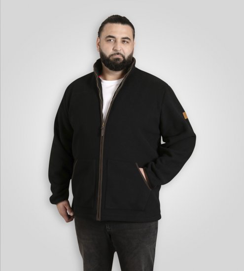 D555 Louth Micro Fleece Jacket with Sherpa Lining Black - Μπουφάν - Aνδρικά μπουφαν μεγάλα μεγέθη