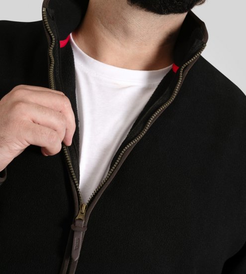 D555 Louth Micro Fleece Jacket with Sherpa Lining Black - Μπουφάν - Aνδρικά μπουφαν μεγάλα μεγέθη