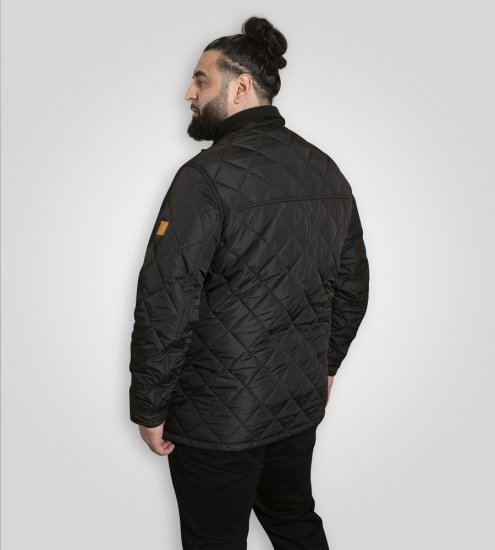 D555 Harborough Quilted Jacket with Corduroy Collar Black - Μπουφάν - Aνδρικά μπουφαν μεγάλα μεγέθη