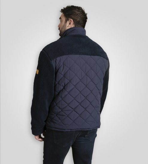 D555 Northampton Hybrid Sherpa Quilted Micro Fleece Jacket Navy - Μπουφάν - Aνδρικά μπουφαν μεγάλα μεγέθη