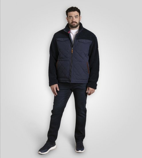 D555 Northampton Hybrid Sherpa Quilted Micro Fleece Jacket Navy - Μπουφάν - Aνδρικά μπουφαν μεγάλα μεγέθη