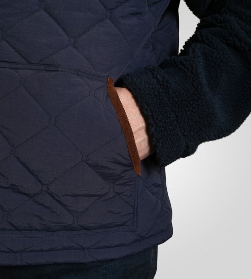 D555 Northampton Hybrid Sherpa Quilted Micro Fleece Jacket Navy - Μπουφάν - Aνδρικά μπουφαν μεγάλα μεγέθη