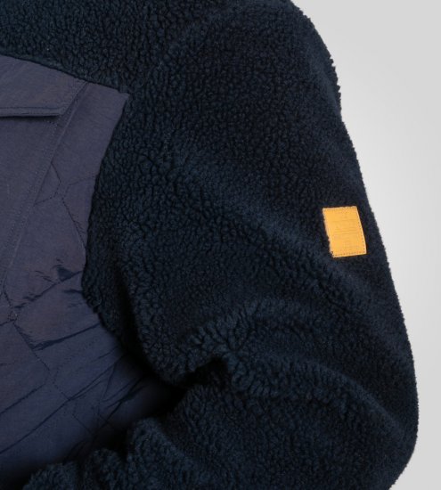 D555 Northampton Hybrid Sherpa Quilted Micro Fleece Jacket Navy - Μπουφάν - Aνδρικά μπουφαν μεγάλα μεγέθη