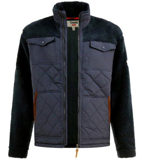 D555 Northampton Hybrid Sherpa Quilted Micro Fleece Jacket Navy - Μπουφάν - Aνδρικά μπουφαν μεγάλα μεγέθη