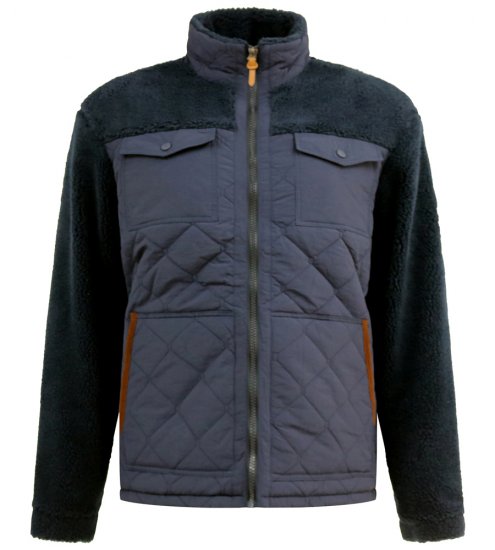 D555 Northampton Hybrid Sherpa Quilted Micro Fleece Jacket Navy - Μπουφάν - Aνδρικά μπουφαν μεγάλα μεγέθη