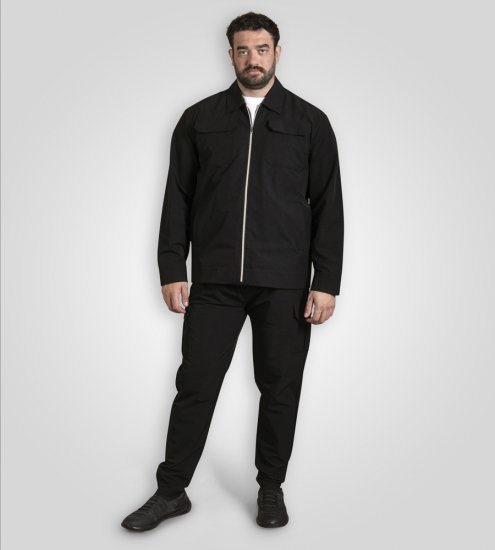 D555 Wimbledon Couture Stretch Jacket with Zipper Black - Μπουφάν - Aνδρικά μπουφαν μεγάλα μεγέθη