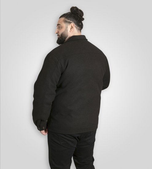 D555 Epsom Harrington Jacket with Zip Through Collared Melton Black - Μπουφάν - Aνδρικά μπουφαν μεγάλα μεγέθη