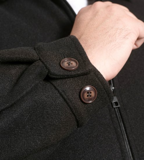 D555 Epsom Harrington Jacket with Zip Through Collared Melton Black - Μπουφάν - Aνδρικά μπουφαν μεγάλα μεγέθη