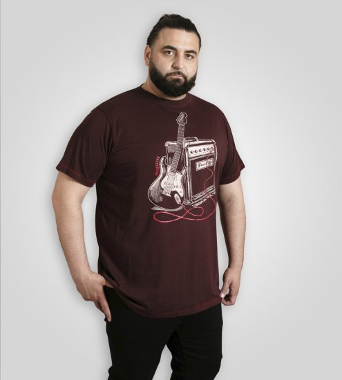 D555 Barnsley Guitar and Amp Crew Neck T-Shirt Burgundy - Μακό μπλουζάκια - Aνδρικά μπλουζεσ μεγάλα μεγέθη