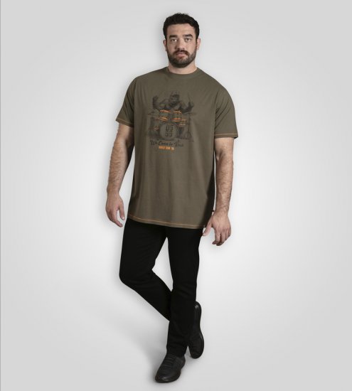 D555 Stockton Gorilla Playing Drums Crew Neck T-Shirt Khaki - Μακό μπλουζάκια - Aνδρικά μπλουζεσ μεγάλα μεγέθη