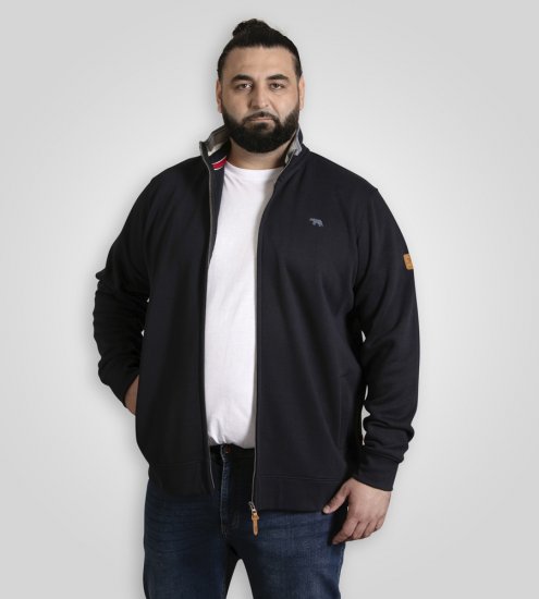 D555 Johnson Zip Through Fleece Sweatshirt with Chest Embroidery Navy - φούτερ/Φούτερ με κουκούλα - φούτερ/Φούτερ με κουκούλα ανδρικά μεγάλα μεγέθη 