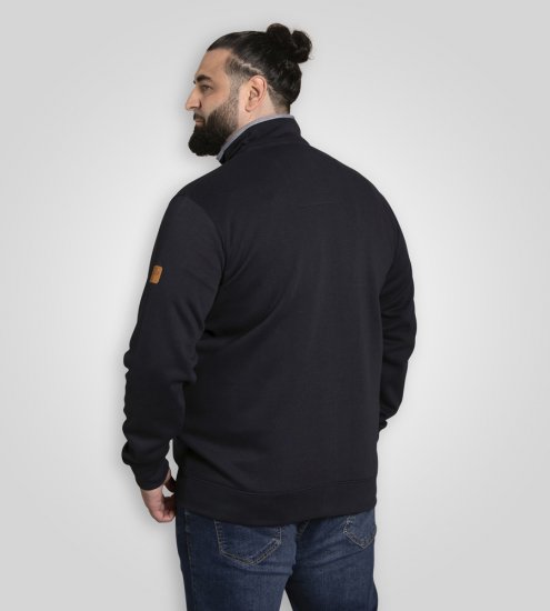 D555 Johnson Zip Through Fleece Sweatshirt with Chest Embroidery Navy - φούτερ/Φούτερ με κουκούλα - φούτερ/Φούτερ με κουκούλα ανδρικά μεγάλα μεγέθη 