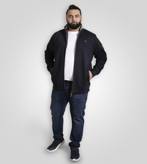 D555 Johnson Zip Through Fleece Sweatshirt with Chest Embroidery Navy - φούτερ/Φούτερ με κουκούλα - φούτερ/Φούτερ με κουκούλα ανδρικά μεγάλα μεγέθη 