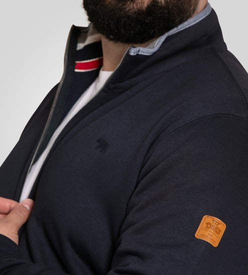 D555 Johnson Zip Through Fleece Sweatshirt with Chest Embroidery Navy - φούτερ/Φούτερ με κουκούλα - φούτερ/Φούτερ με κουκούλα ανδρικά μεγάλα μεγέθη 