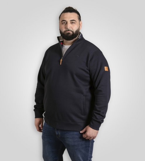 D555 Russel Zip Through Fleece Sweatshirt with Chest Embroidery Navy - φούτερ/Φούτερ με κουκούλα - φούτερ/Φούτερ με κουκούλα ανδρικά μεγάλα μεγέθη 