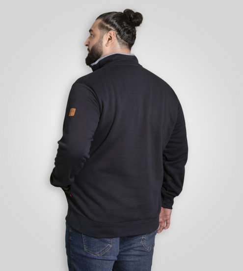 D555 Russel Zip Through Fleece Sweatshirt with Chest Embroidery Navy - φούτερ/Φούτερ με κουκούλα - φούτερ/Φούτερ με κουκούλα ανδρικά μεγάλα μεγέθη 