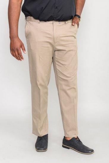 D555 Bruno Stretch Chino pants with Extenda Waist Beige - Τζιν και παντελόνια - Aνδρικα τζιν παντελόνια μεγάλα μεγέθη
