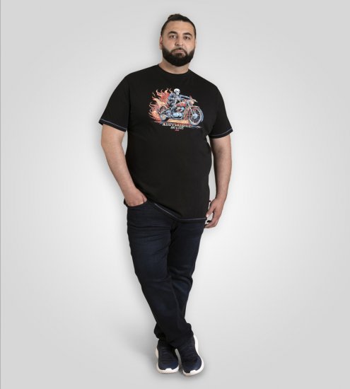 D555 Dewsbury Skeleton On Bike Crew Neck T-Shirt Black TALL SIZE - ΑΝΔΡΙΚΑ ΡΟΥΧΑ MT-6XLT - Μεγέθη TALL