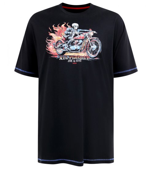 D555 Dewsbury Skeleton On Bike Crew Neck T-Shirt Black TALL SIZE - ΑΝΔΡΙΚΑ ΡΟΥΧΑ MT-6XLT - Μεγέθη TALL