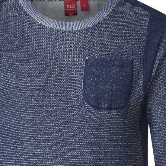 D555 Bryson Crewneck Sweater with Pocket Navy - φούτερ/Φούτερ με κουκούλα - φούτερ/Φούτερ με κουκούλα ανδρικά μεγάλα μεγέθη 