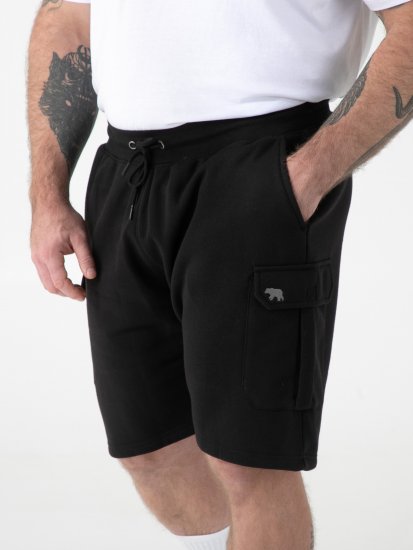D555 Robinson 1 Fleece Cargo Σορτς με Ελαστική Μέση Μαύρο - Αθλητικές φόρμες/σορτσάκια - Αθλητικές Φόρμες ανδρικεσ μεγάλα μεγέθη