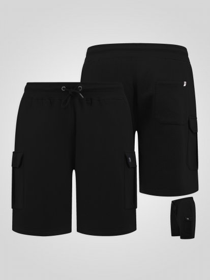 D555 Robinson 1 Fleece Cargo Σορτς με Ελαστική Μέση Μαύρο - Αθλητικές φόρμες/σορτσάκια - Αθλητικές Φόρμες ανδρικεσ μεγάλα μεγέθη