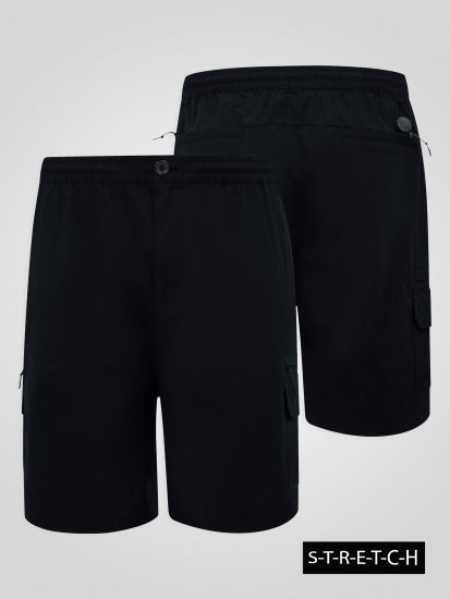 D555 Thomas Stretch Σορτς με Ελαστική Μέση Μαύρο - Σορτς - Aνδρικεσ βερμουδεσ μεγαλα μεγάλα μεγέθη
