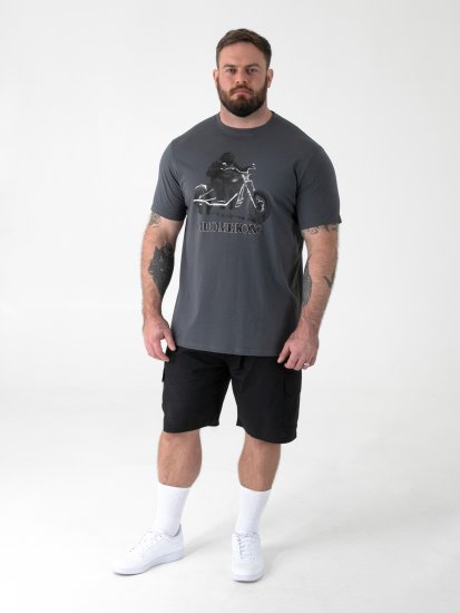 D555 Craig Gorilla Biker Μπλούζα με Τύπωμα Σκούρο Γκρι - Μακό μπλουζάκια - Aνδρικά μπλουζεσ μεγάλα μεγέθη