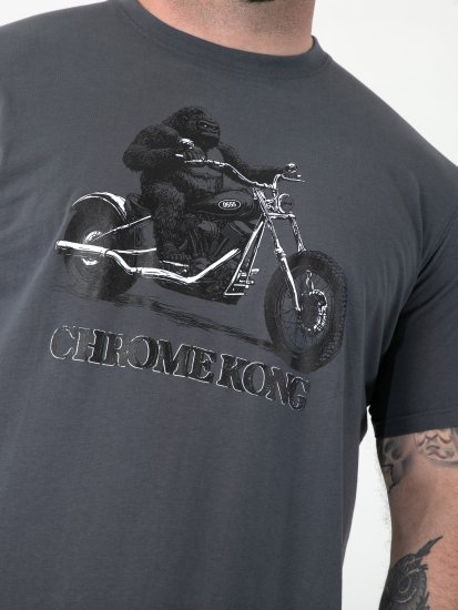 D555 Craig Gorilla Biker Μπλούζα με Τύπωμα Σκούρο Γκρι - Μακό μπλουζάκια - Aνδρικά μπλουζεσ μεγάλα μεγέθη