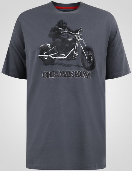 D555 Craig Gorilla Biker Μπλούζα με Τύπωμα Σκούρο Γκρι - Μακό μπλουζάκια - Aνδρικά μπλουζεσ μεγάλα μεγέθη