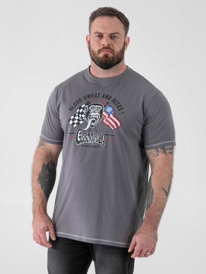 D555 Jasper Official Gas Monkey Μπλούζα με Τύπωμα Γκρι - Μακό μπλουζάκια - Aνδρικά μπλουζεσ μεγάλα μεγέθη