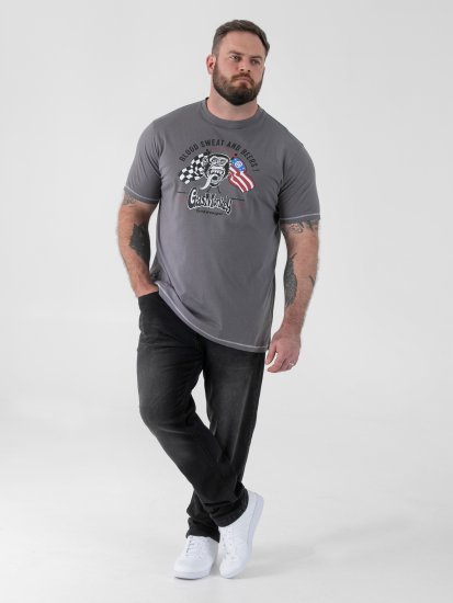 D555 Jasper Official Gas Monkey Μπλούζα με Τύπωμα Γκρι - Μακό μπλουζάκια - Aνδρικά μπλουζεσ μεγάλα μεγέθη