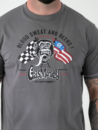 D555 Jasper Official Gas Monkey Μπλούζα με Τύπωμα Γκρι - Μακό μπλουζάκια - Aνδρικά μπλουζεσ μεγάλα μεγέθη