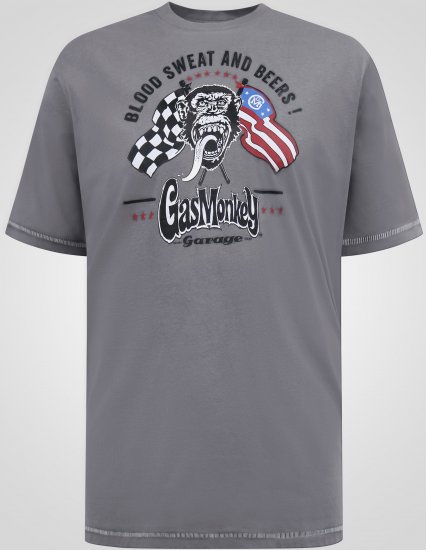 D555 Jasper Official Gas Monkey Μπλούζα με Τύπωμα Γκρι - Μακό μπλουζάκια - Aνδρικά μπλουζεσ μεγάλα μεγέθη