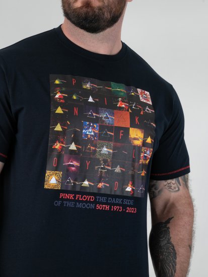 D555 Otto Official Pink Floyd 50th Anniversary Μπλούζα με Τύπωμα Σκούρο Μπλε - Μακό μπλουζάκια - Aνδρικά μπλουζεσ μεγάλα μεγέθη
