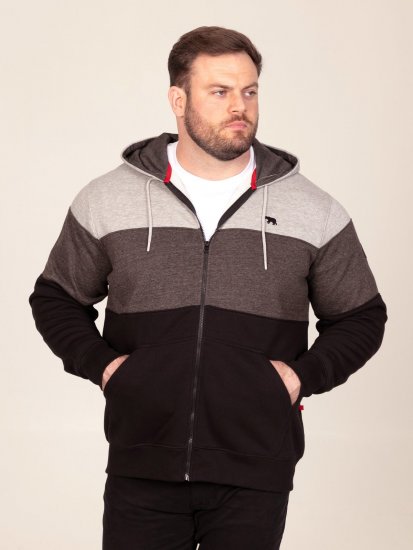 D555 Fitzgerald Zip Through Hoody With Cut & Sew Panels Μαύρο - φούτερ/Φούτερ με κουκούλα - φούτερ/Φούτερ με κουκούλα ανδρικά μεγάλα μεγέθη 