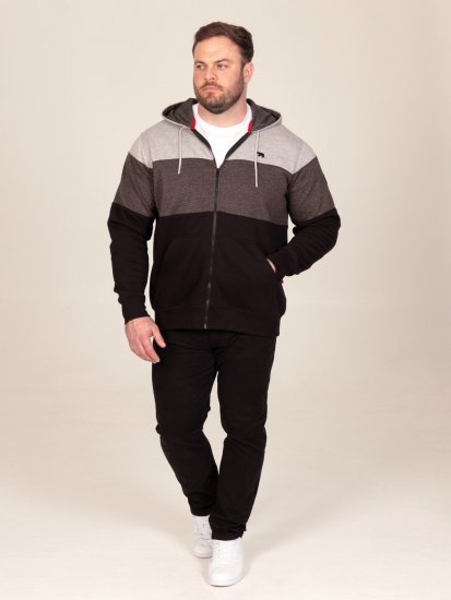 D555 Fitzgerald Zip Through Hoody With Cut & Sew Panels Μαύρο - φούτερ/Φούτερ με κουκούλα - φούτερ/Φούτερ με κουκούλα ανδρικά μεγάλα μεγέθη 