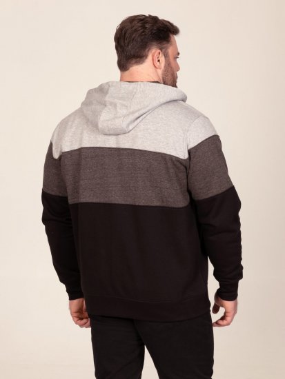 D555 Fitzgerald Zip Through Hoody With Cut & Sew Panels Μαύρο - φούτερ/Φούτερ με κουκούλα - φούτερ/Φούτερ με κουκούλα ανδρικά μεγάλα μεγέθη 