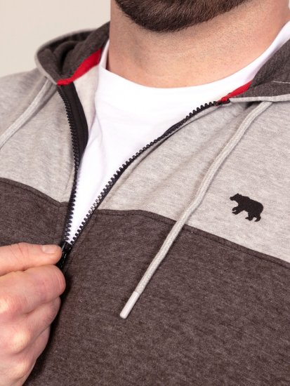 D555 Fitzgerald Zip Through Hoody With Cut & Sew Panels Μαύρο - φούτερ/Φούτερ με κουκούλα - φούτερ/Φούτερ με κουκούλα ανδρικά μεγάλα μεγέθη 