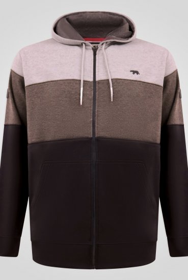 D555 Fitzgerald Zip Through Hoody With Cut & Sew Panels Μαύρο - φούτερ/Φούτερ με κουκούλα - φούτερ/Φούτερ με κουκούλα ανδρικά μεγάλα μεγέθη 