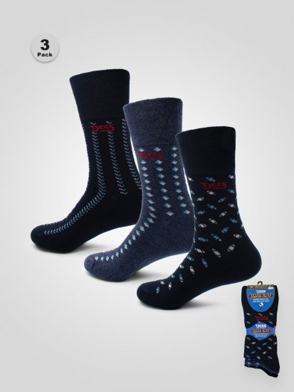 D555 Harold 3 Extra Wide Comfort Fit Socks 3-pack Navy/Denim - Εσώρουχα/Μαγιό - Aνδρικά Εσώρουχα μεγάλα μεγέθη