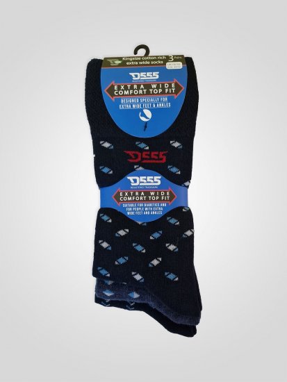D555 Harold 3 Extra Wide Comfort Fit Socks 3-pack Navy/Denim - Εσώρουχα/Μαγιό - Aνδρικά Εσώρουχα μεγάλα μεγέθη