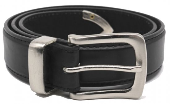 D555 Joeseph Leather Belt Black, 3,5cm - Ζώνες - Ανδρικές ζώνες μεγάλα μεγέθη