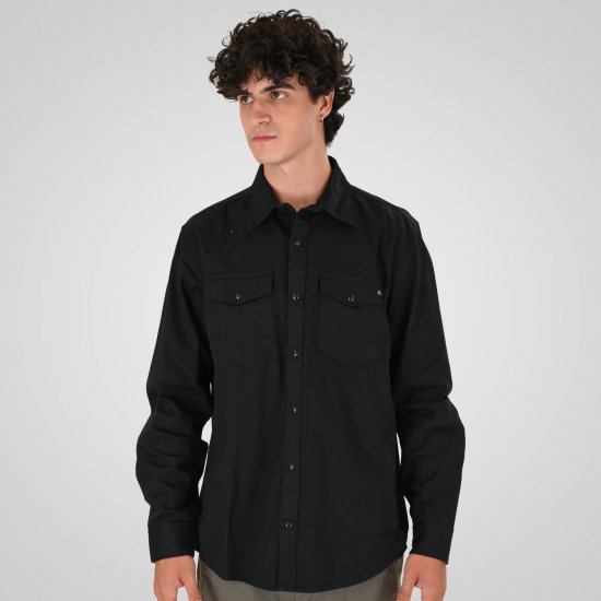 Double Outfitters GS-5126 Πουκάμισο με τρουκς Μαύρο - Πουκάμισα - Aνδρικά πουκαμισα μεγαλα μεγάλα μεγέθη