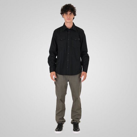 Double Outfitters GS-5126 Πουκάμισο με τρουκς Μαύρο - Πουκάμισα - Aνδρικά πουκαμισα μεγαλα μεγάλα μεγέθη